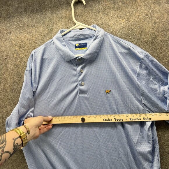 Jack Nicklaus Polo Shirt Mens XL Light Blue Check Golf Performance Short Sleeve - Picture 5 of 10
